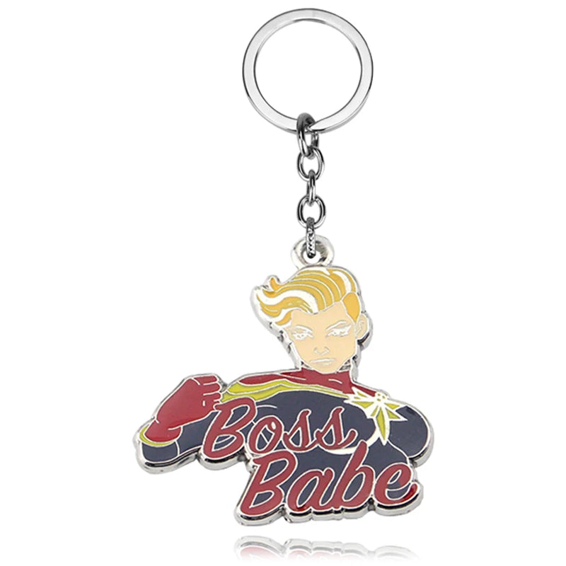 Captain Marvel 'Boss Babe' Keyring Metal Keychain