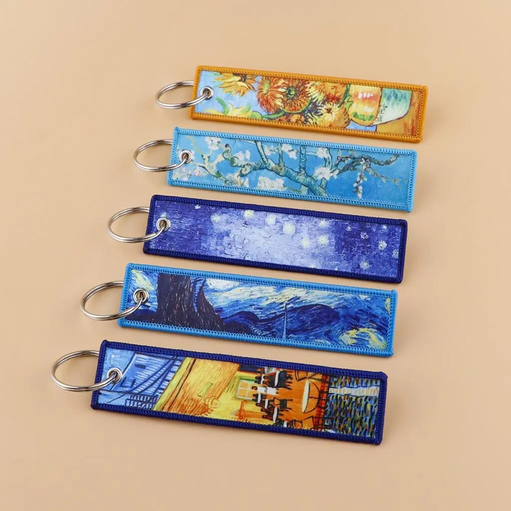 Van Gogh 'Almond Blossom' Embroidered Keychain