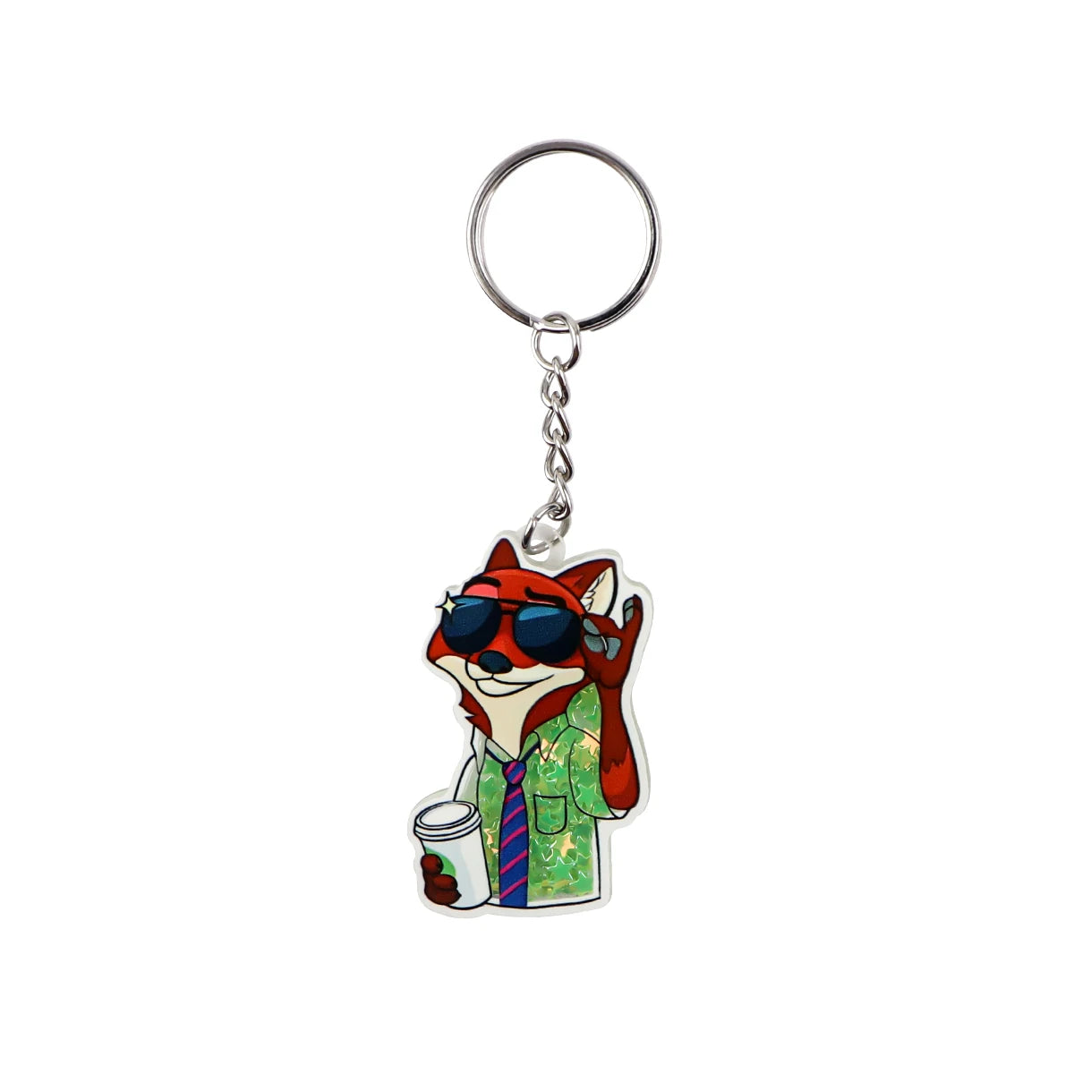 Zootopia Nick Wilde Glitter Star Acrylic Keyring Keychain