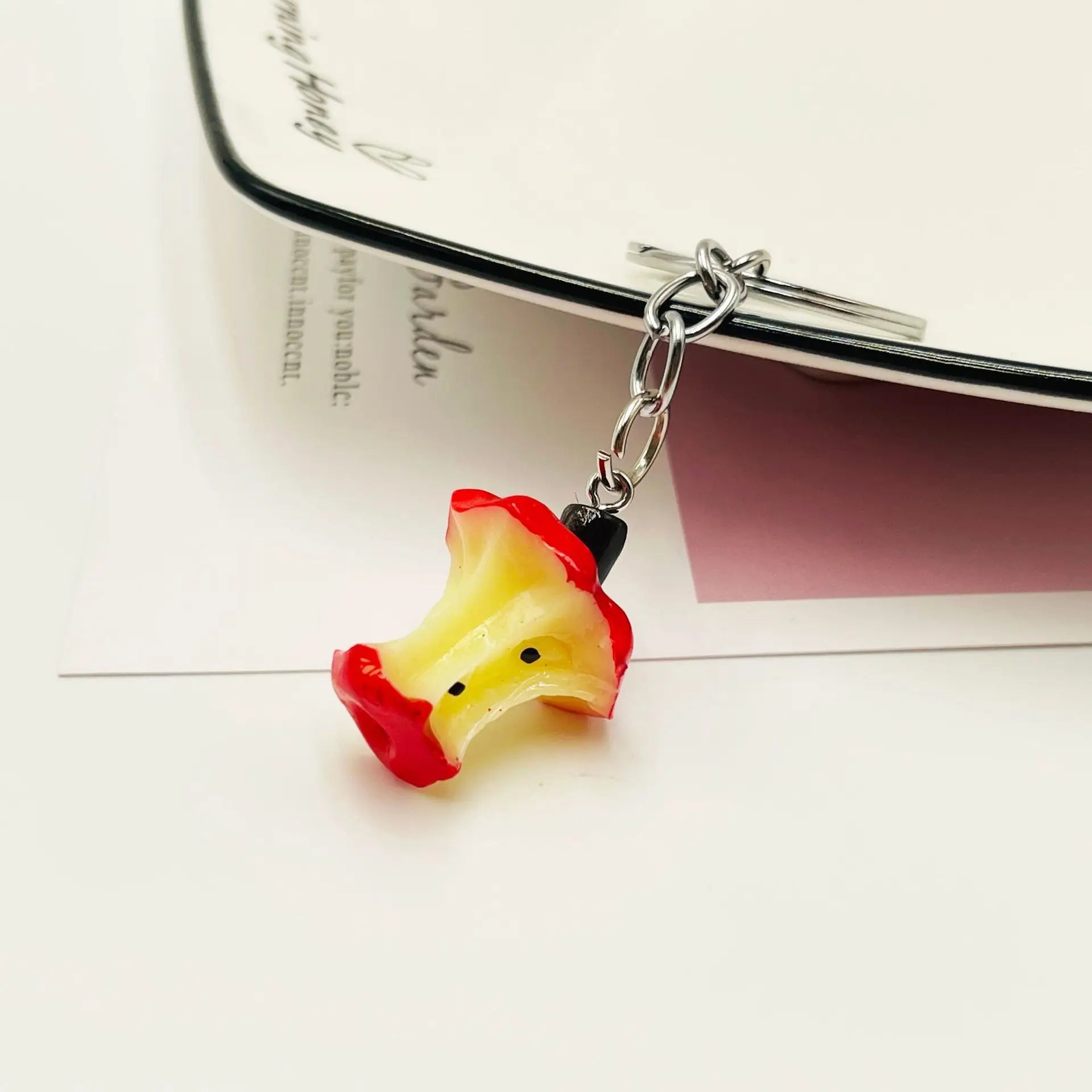 Fruit 'Bitten Apple' Keyring Resin Keychain