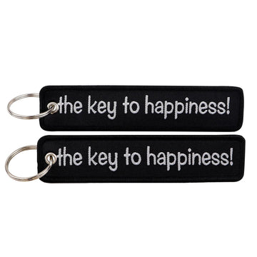 The Key To Happiness Embroidered Keyring Keychain