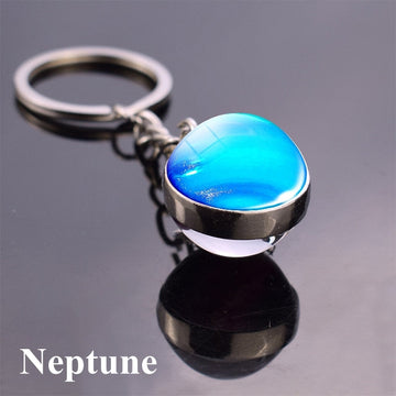 Planet 'Neptune' Keyring Glass Keychain