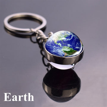 Planet 'Earth' Keyring Glass Keychain