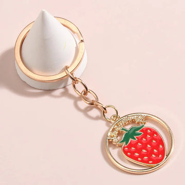 Fruit 'Strawberry' Enamel Keyring Keychain