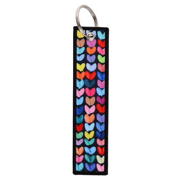 Polka Daub Hearts Embroidered Keychains