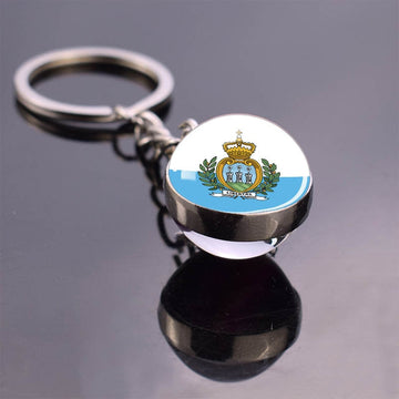 Europe Flag 'San Marino' Keyring Metal Keychain