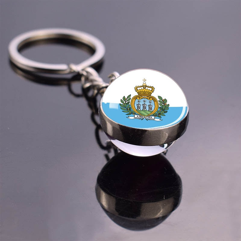 Europe Flag 'San Marino' Keyring Metal Keychain