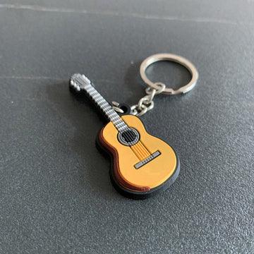 Musical Instrument 'Folk Pop Guitar' Keyring Metal Keychain