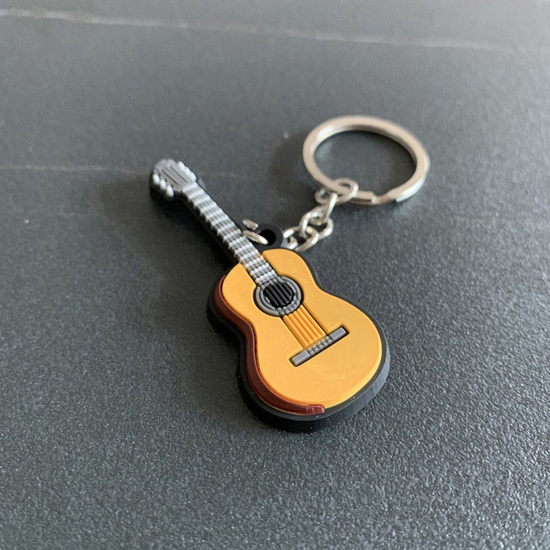 Musical Instrument 'Folk Pop Guitar' Keyring Metal Keychain