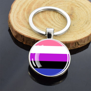LGBT Flag 'Genderfluid' Keyring Glass Keychain