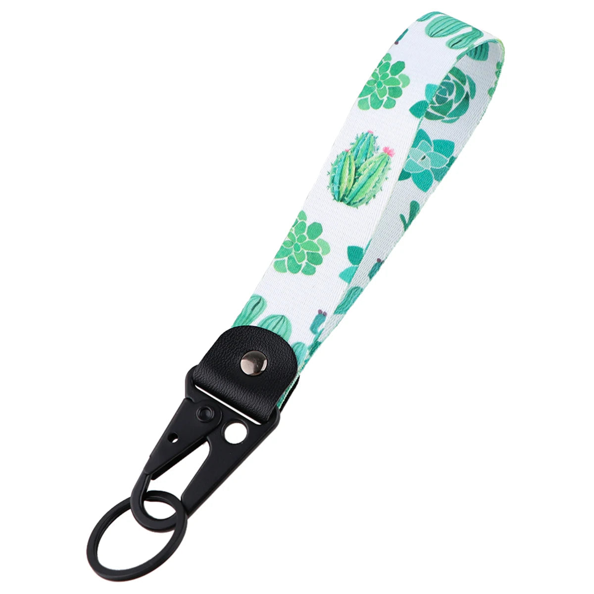 Succulent Plants Wrist Lanyard Keychain with Keyring Clip