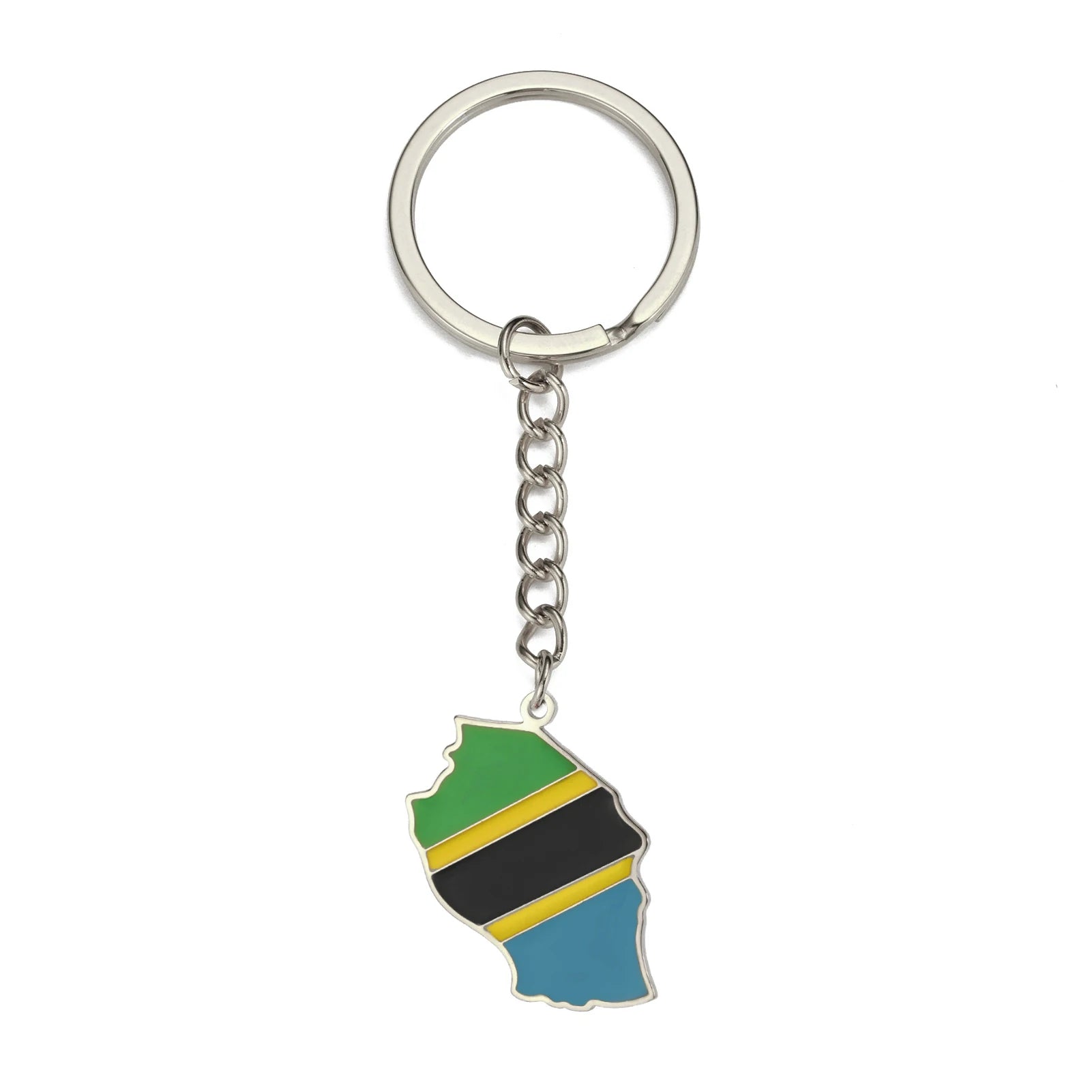 Flag Map 'Tanzania' Keyring Metal Keychain