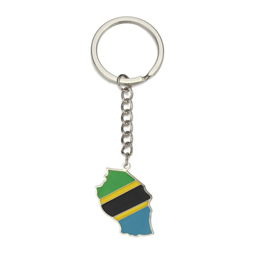 Flag Map 'Tanzania' Keyring Metal Keychain