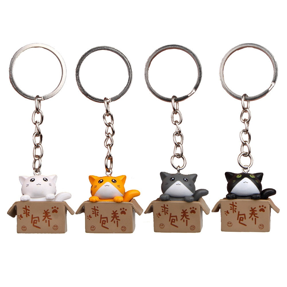 Cute Carton Cat 'White Cat Chidi' Keyring SIlicone Keychain