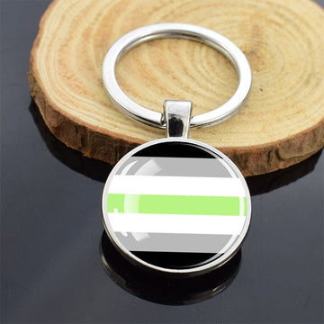 LGBT Flag 'Agender' Keyring Glass Keychain