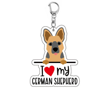 Dog 'I <3 My German Shepherd' Keyring Plastic Keychain