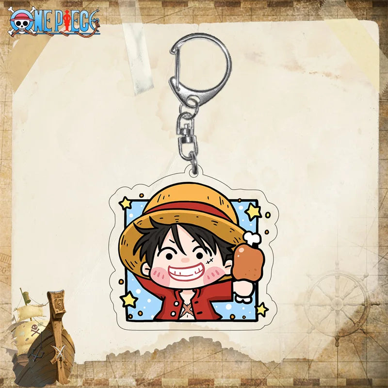 One Piece Luffy Munching Chibi Acrylic Keyring Keychain
