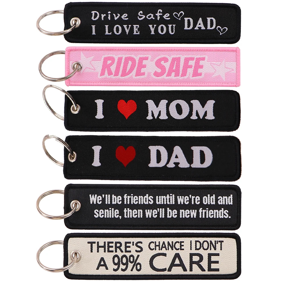 I Love 'Moon Phases' Embroidered Keyring Keychain