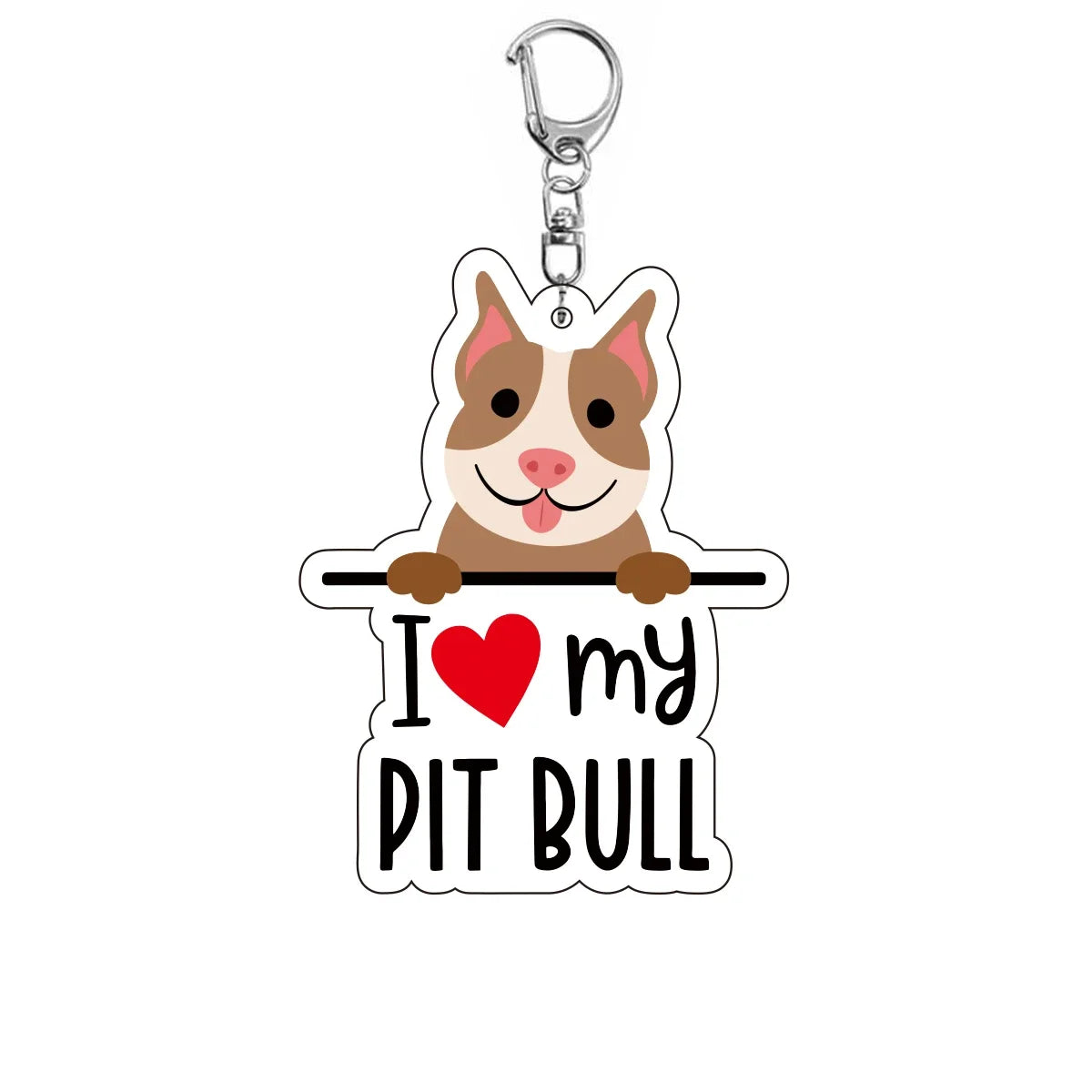 Dog 'I <3 My Pit Bull' Keyring Plastic Keychain