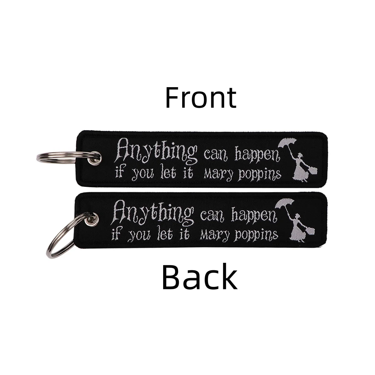 Anything Can Happen If You Let It Mary Poppins Embroidered Keyring Keychain
