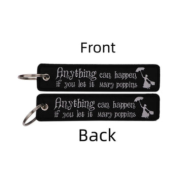 Anything Can Happen If You Let It Mary Poppins Embroidered Keyring Keychain