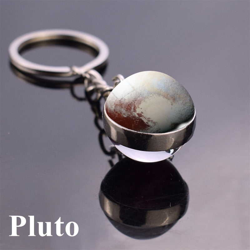 Planet 'Pluto' Keyring Glass Keychain