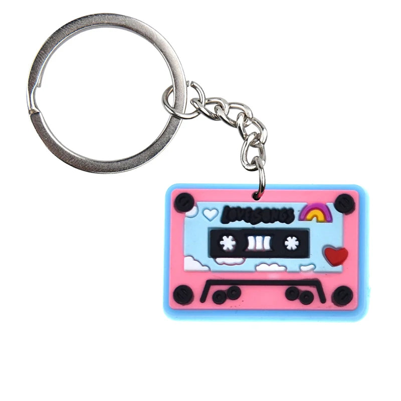 'Pink Cassette Tape' Keyring PVC Keychain