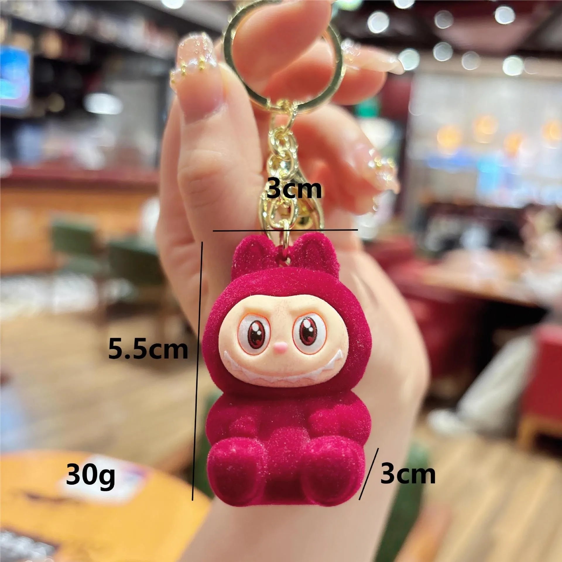 Labubu 'Dark Purple Zizi | Bell Charm' Velvet PVC Keyring Keychain