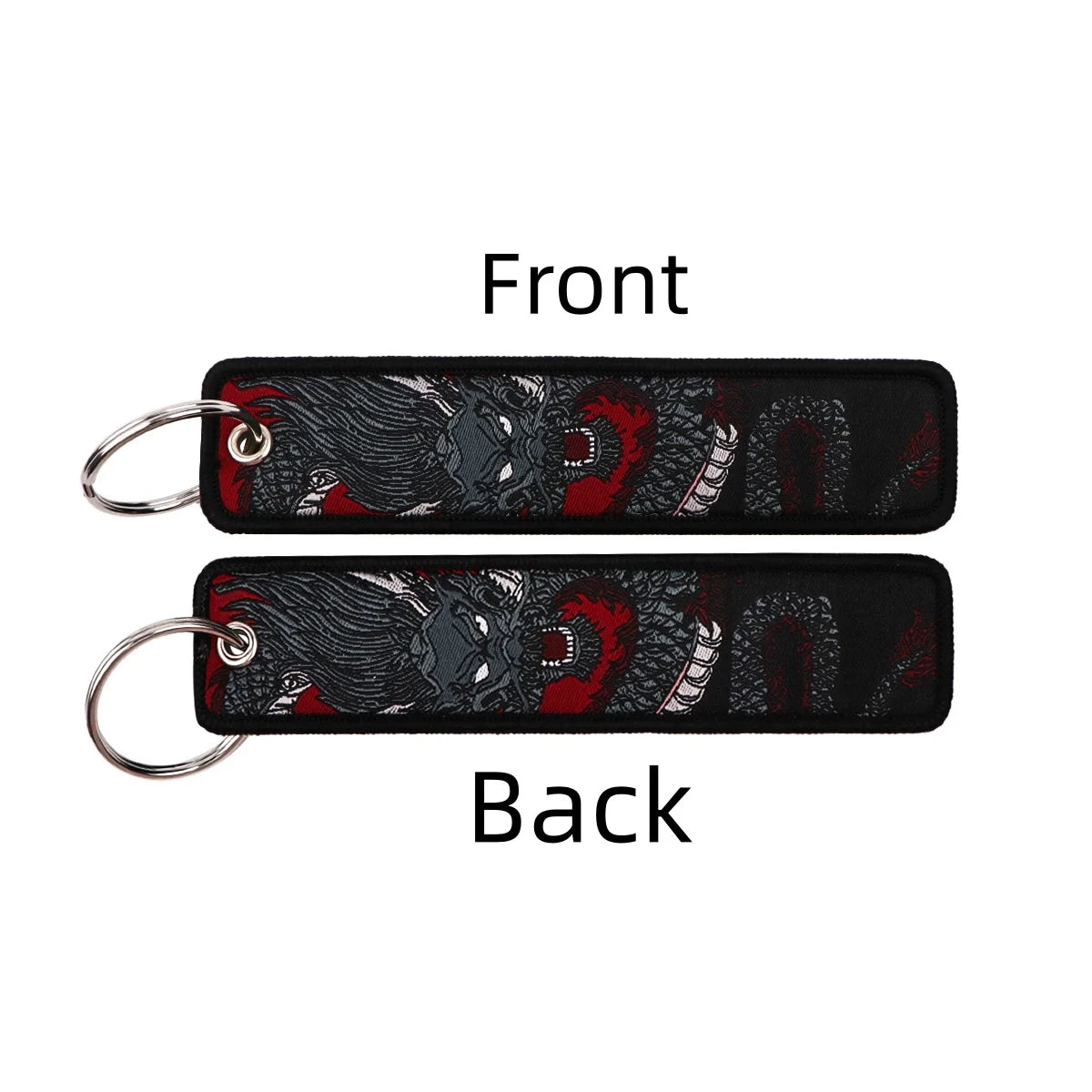 Raging Dragon Embroidered Keyring Keychain