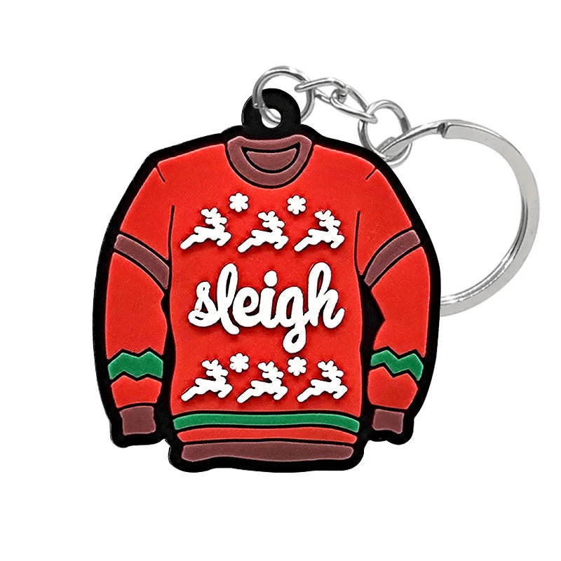 Christmas 'Sweater | Sleigh' Keyring Rubber Keychain