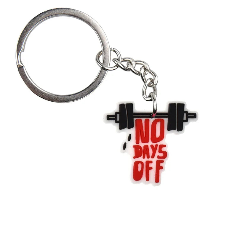 'No Days Off | Dumbbell' Keyring PVC Keychain