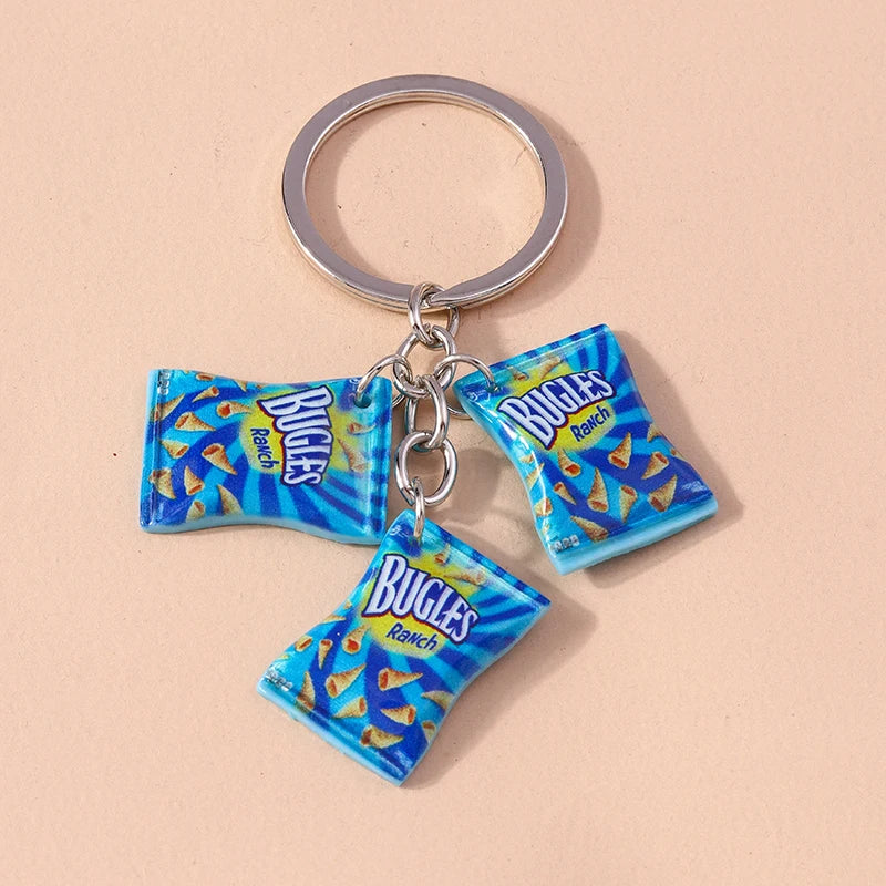 3D 'Bugles | Chips' Keyring Metal Keychain
