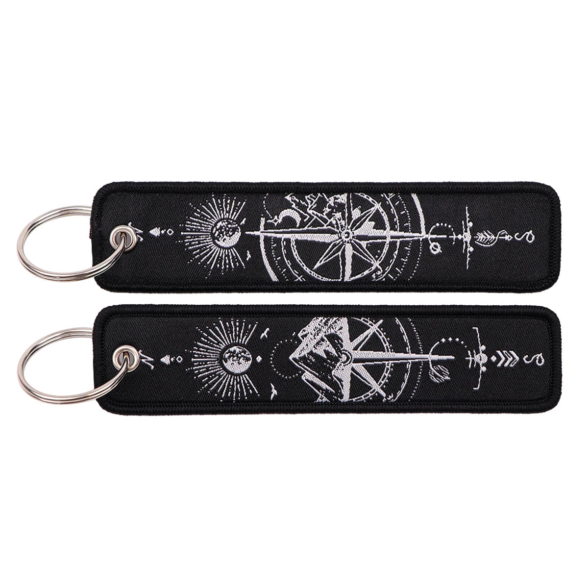 Compass Embroidered Keyring Keychain