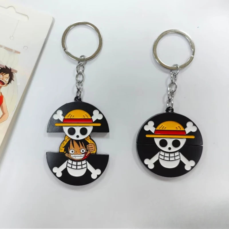 One Piece Jolly Roger x Portgas D. Ace Retractable Enamel Keyring Keychain