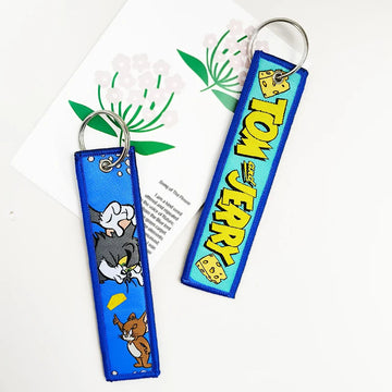 'Tom and Jerry' Embroidered Metal Keychain