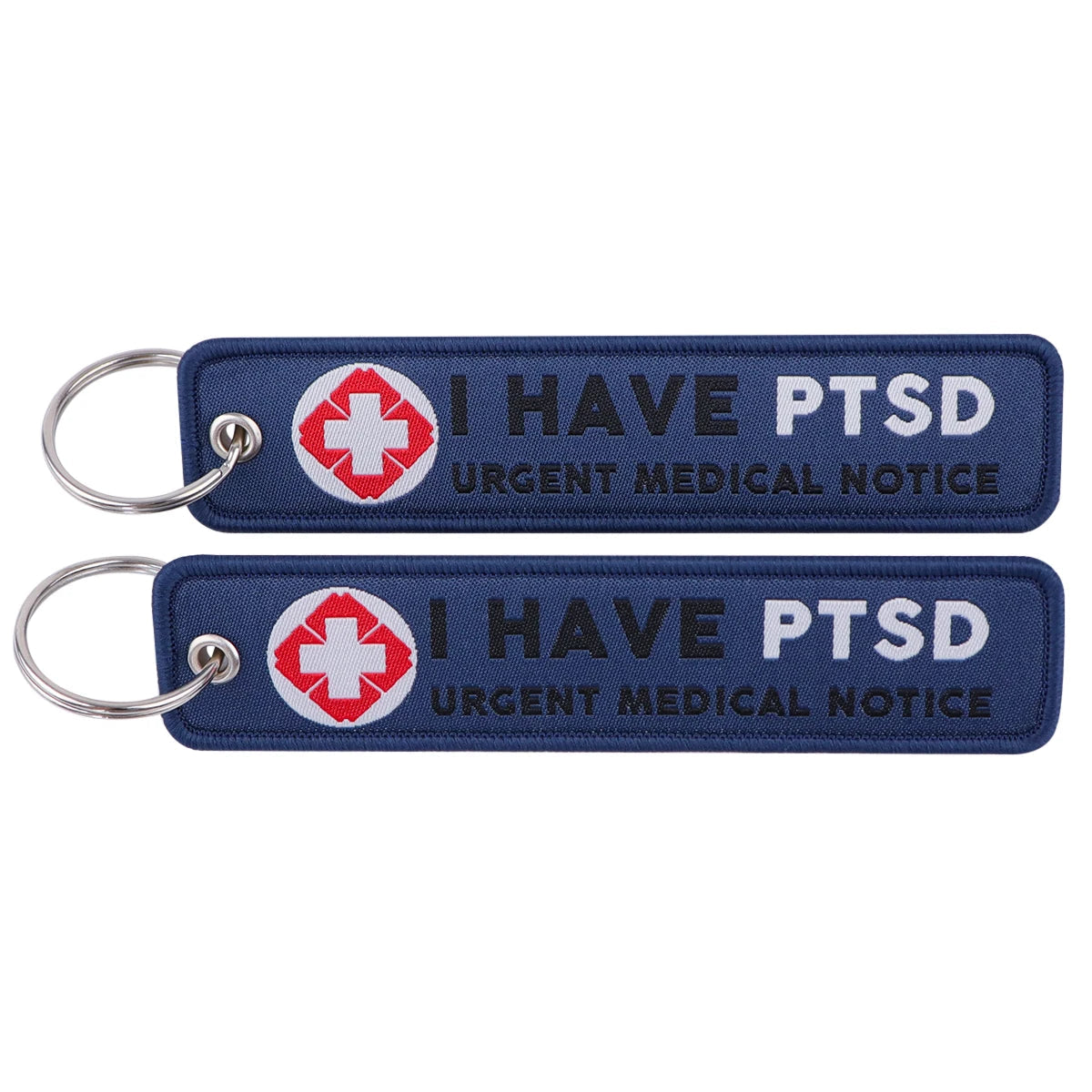 Medical Alert I Have PTSD Embroidered Keyring Keychain