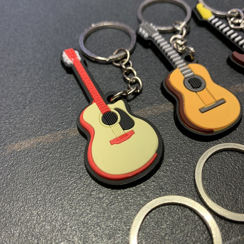 Musical Instrument 'Acoustic Guitar' Keyring Metal Keychain