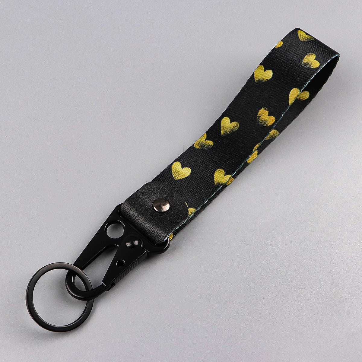 Golden Heart  Wrist Lanyard Keyring Clip Keychain