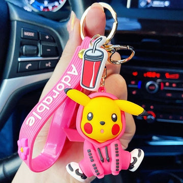 Pokemon 'Pikachu |Pink Jacket'  Keyring PVC Keychain