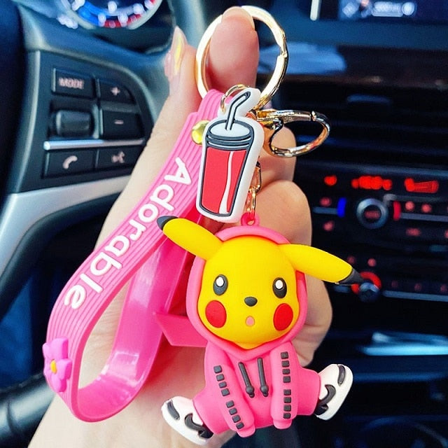 Pokemon 'Pikachu |Pink Jacket'  Keyring PVC Keychain