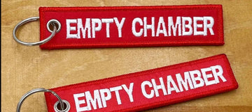 Funny Phrase 'Empty Chamber' Embroidered Keychain