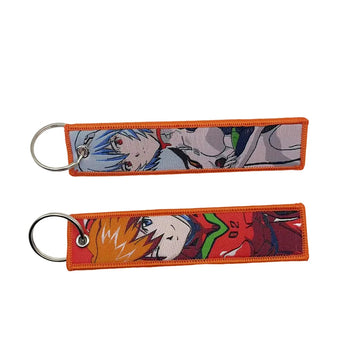 Evangelion 'Asuka & Rei' Embroidered Keychain