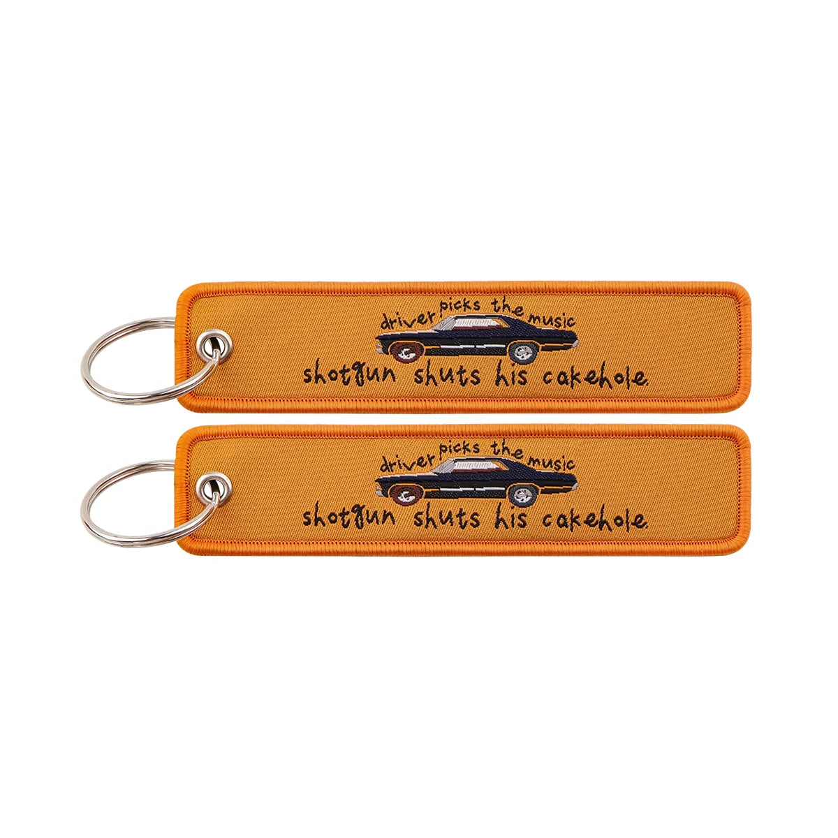 Driver Picks the Music Shotgun Shuts His Cakehole Embroidered Keyring Keychain