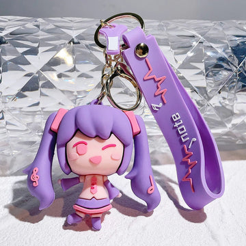 Vocaloid 'Hatsune Miku | Purple Hair Mascot' Silicone Keyring Keychain