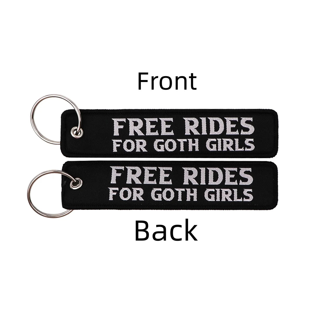 Free Rides For Goth Girls Embroidered Keyring Keychain