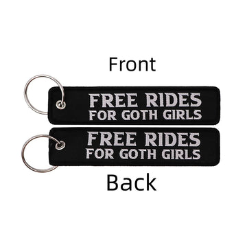 Free Rides For Goth Girls Embroidered Keyring Keychain