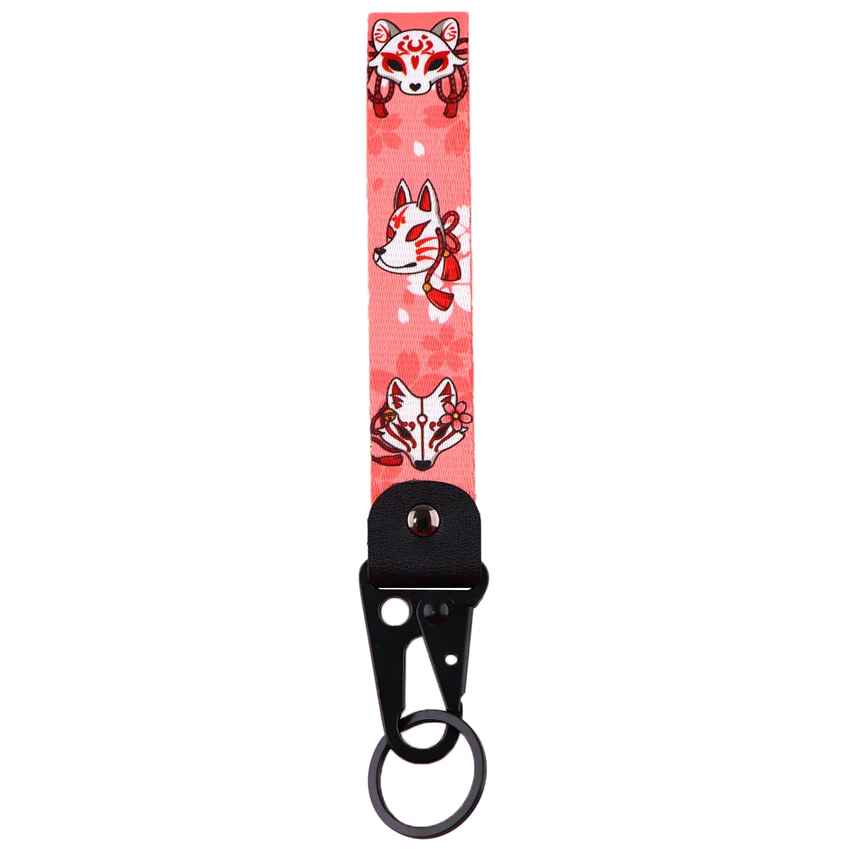 Kitsune Mask Wrist Lanyard Keyring Clip Keychain
