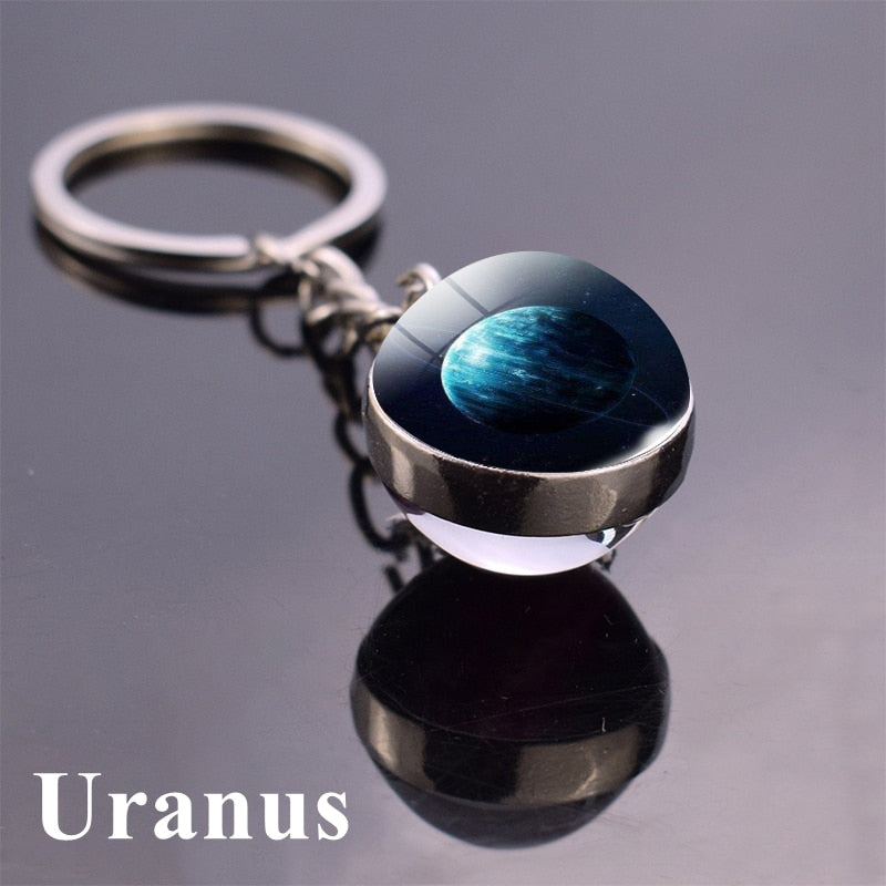 Planet 'Uranus' Keyring Glass Keychain