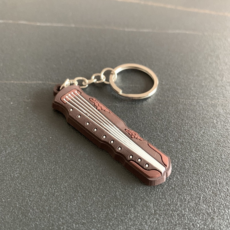 Musical Instrument 'Guqin' Keyring Metal Keychain