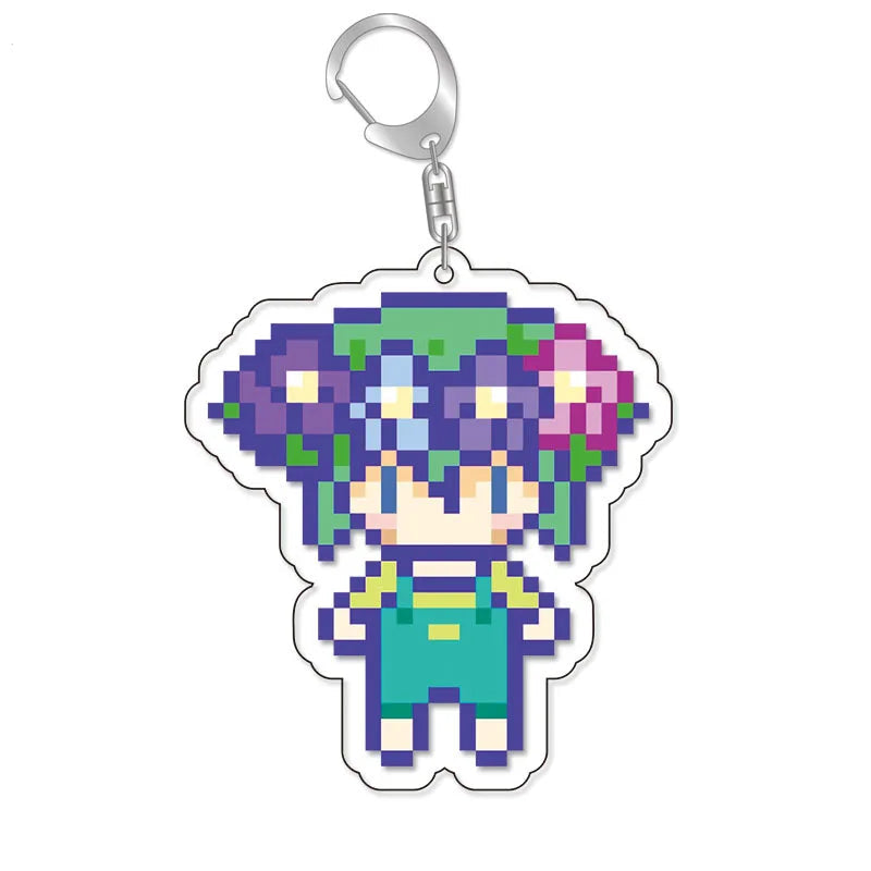 Omori 'Basil with Flower Crown | Pixel' Keyring Plastic Keychain